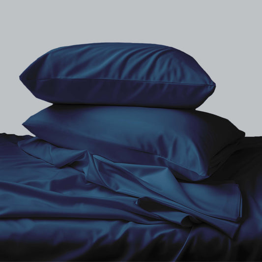 Organic Cotton Bed Sheet Set - Navy Blue